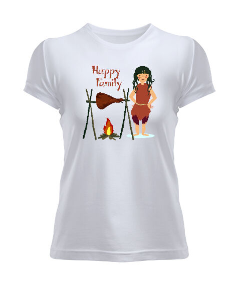 Tisho - Happy Family Beyaz Kadın Tişört