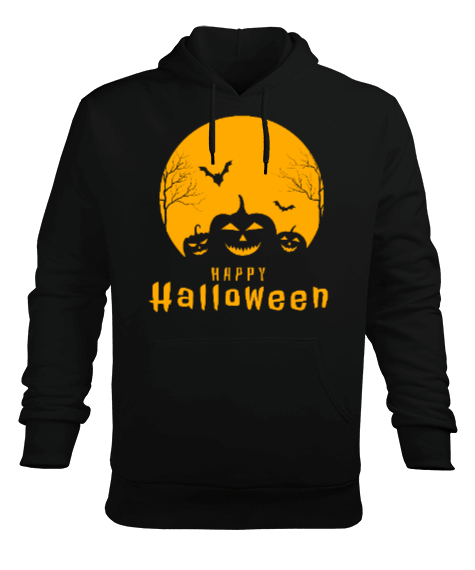 Tisho - Happy halloween - OneArtTasarım Erkek Kapüşonlu Hoodie Sweatshirt