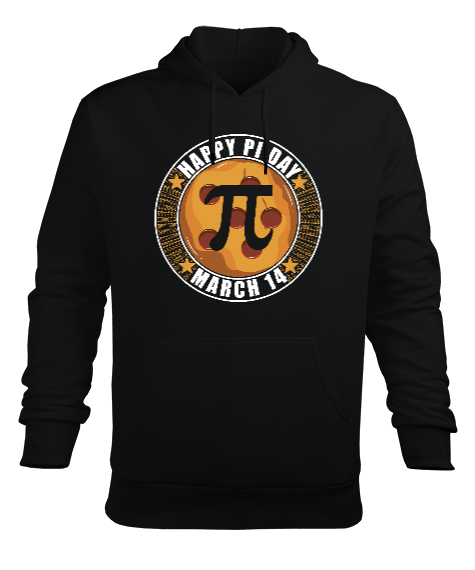 Happy Pi Day 14 Mart Siyah Erkek Kapüşonlu Hoodie Sweatshirt - Tisho