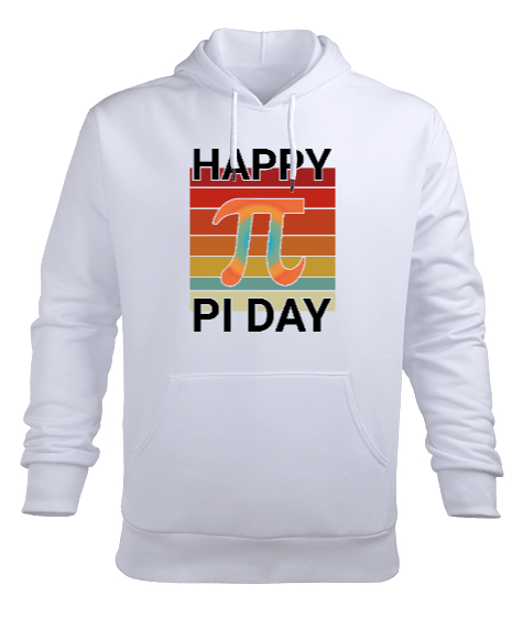 Tisho - Happy Pi Day Beyaz Erkek Kapüşonlu Hoodie Sweatshirt
