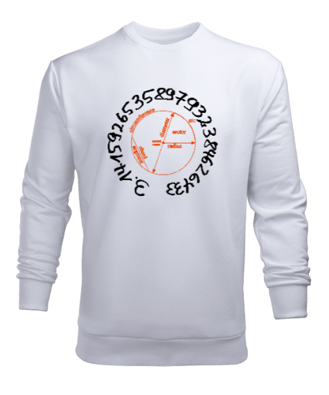 Tisho - Happy Pi Day Beyaz Erkek Sweatshirt