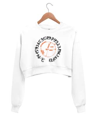 Happy Pi Day Beyaz Kadın Crop Sweatshirt - Tisho