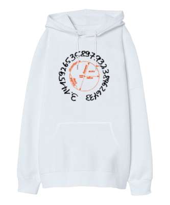 Happy Pi Day Beyaz Oversize Unisex Kapüşonlu Sweatshirt - Tisho
