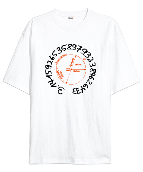 Tisho - Happy Pi Day Beyaz Oversize Unisex Tişört