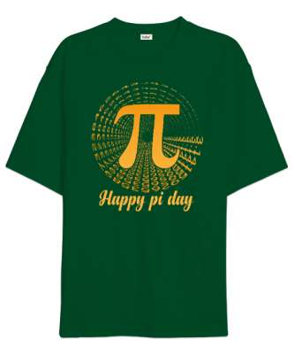 Happy Pi Day Çimen Yeşili Oversize Unisex Tişört - Tisho