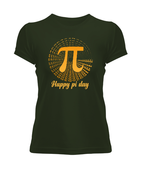 Tisho - Happy Pi Day Haki Yeşili Kadın Tişört