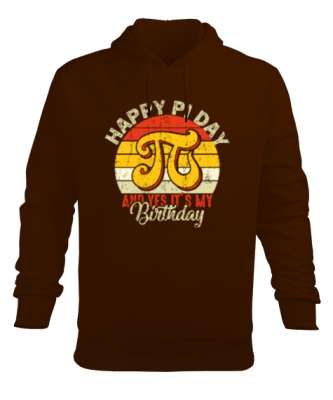 Happy Pi Day Kahverengi Erkek Kapüşonlu Hoodie Sweatshirt - Tisho