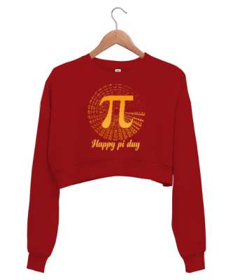 Happy Pi Day Kırmızı Kadın Crop Sweatshirt - Tisho