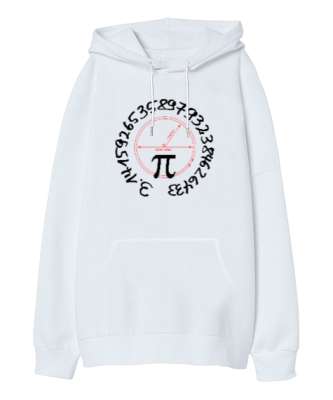 Happy Pi Day - Pi Sayısı V2 Beyaz Oversize Unisex Kapüşonlu Sweatshirt - Tisho