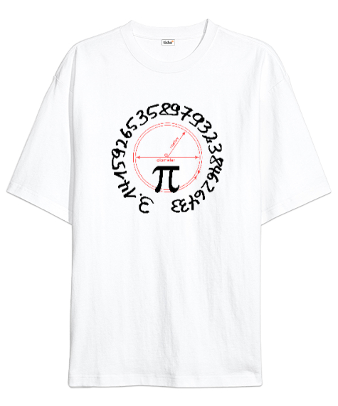 Tisho - Happy Pi Day - Pi Sayısı V2 Beyaz Oversize Unisex Tişört