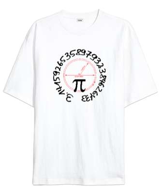 Happy Pi Day - Pi Sayısı V2 Beyaz Oversize Unisex Tişört - Tisho