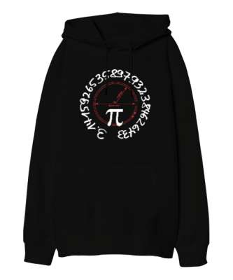 Happy Pi Day - Pi Sayısı V2 Siyah Oversize Unisex Kapüşonlu Sweatshirt - Tisho