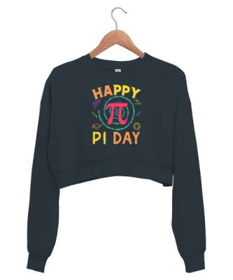 Happy Pi Day - Pi Sayısı V3 Füme Kadın Crop Sweatshirt - Tisho