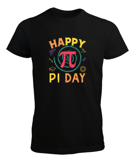 Tisho - Happy Pi Day - Pi Sayısı V3 Siyah Erkek Tişört