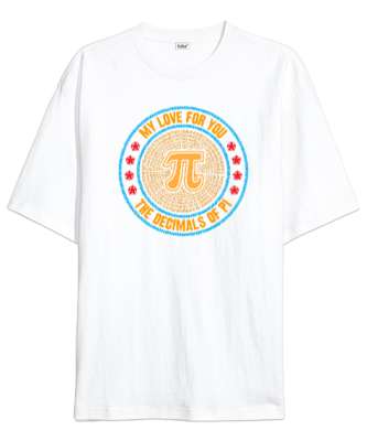 Happy Pi Day - Pi Sayısı V4 Beyaz Oversize Unisex Tişört - Tisho
