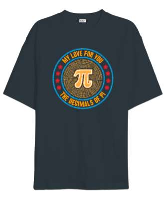 Happy Pi Day - Pi Sayısı V4 Füme Oversize Unisex Tişört - Tisho