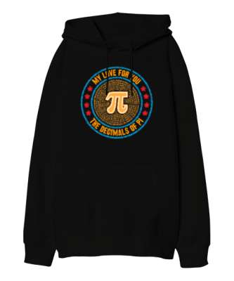 Happy Pi Day - Pi Sayısı V4 Siyah Oversize Unisex Kapüşonlu Sweatshirt - Tisho