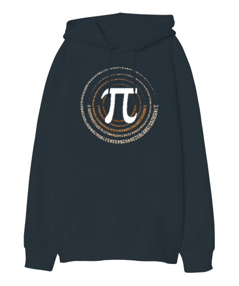 Tisho - Happy Pi Day - Pi Sayısı V5 Füme Oversize Unisex Kapüşonlu Sweatshirt