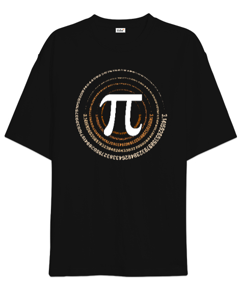 Tisho - Happy Pi Day - Pi Sayısı V5 Siyah Oversize Unisex Tişört