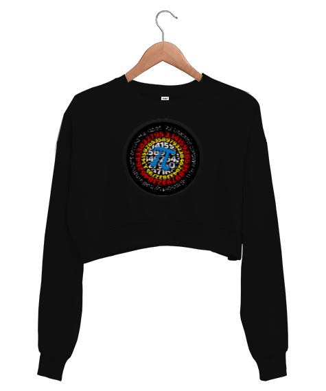 Tisho - Happy Pi Day - Pi Sayısı V6 Siyah Kadın Crop Sweatshirt