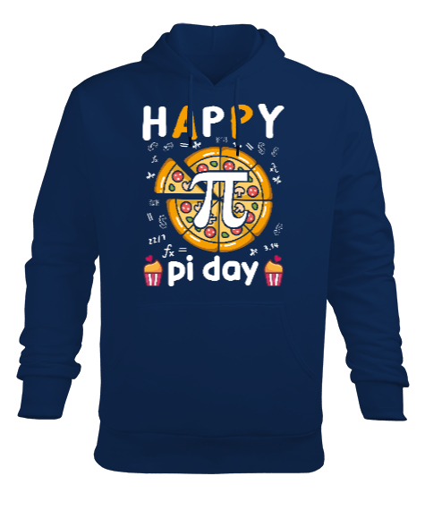Tisho - Happy Pi Day Pizza Lacivert Erkek Kapüşonlu Hoodie Sweatshirt