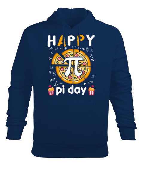 Happy Pi Day Pizza Lacivert Erkek Kapüşonlu Hoodie Sweatshirt - Tisho