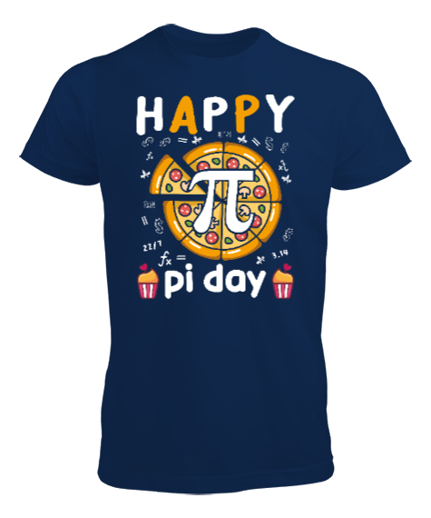 Tisho - Happy Pi Day Pizza Lacivert Erkek Tişört
