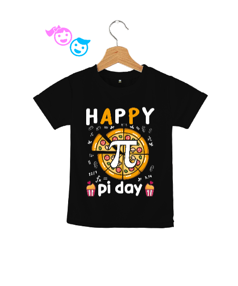Tisho - Happy Pi Day Pizza Siyah Çocuk Unisex