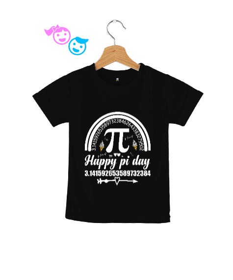 Tisho - Happy Pi Day Siyah Çocuk Unisex