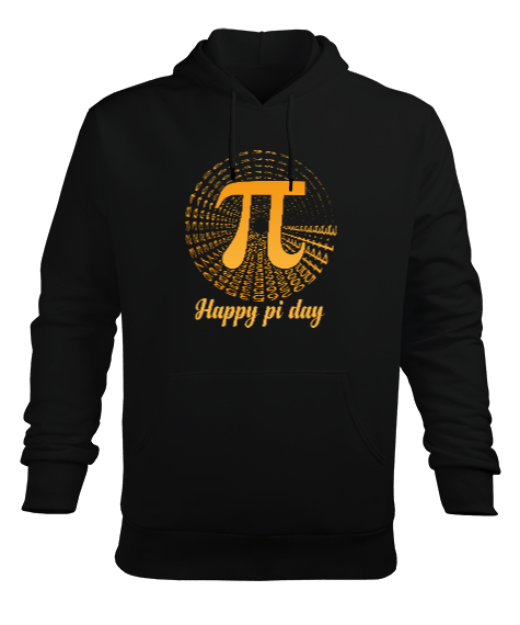 Tisho - Happy Pi Day Siyah Erkek Kapüşonlu Hoodie Sweatshirt