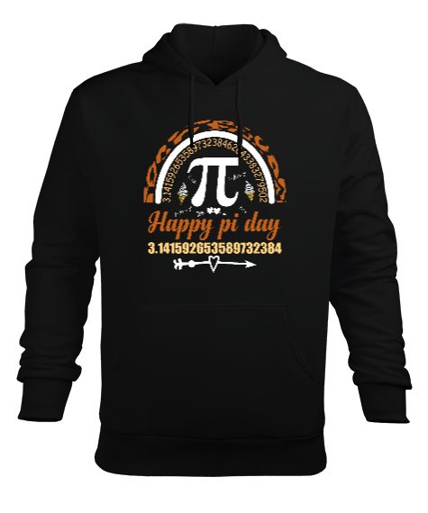 Happy Pi Day Siyah Erkek Kapüşonlu Hoodie Sweatshirt - Tisho
