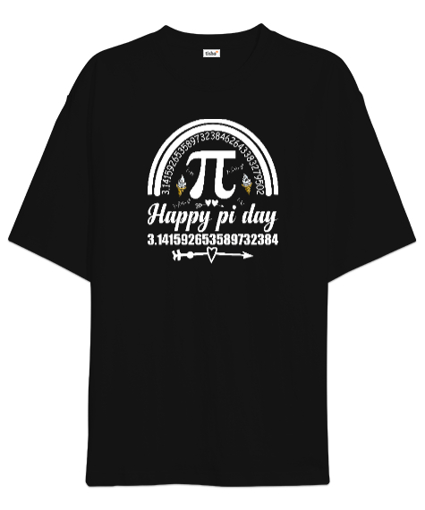 Tisho - Happy Pi Day Siyah Oversize Unisex Tişört