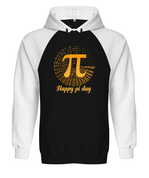 Tisho - Happy Pi Day Siyah/Beyaz Orjinal Reglan Hoodie Unisex Sweatshirt