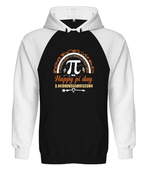 Tisho - Happy Pi Day Siyah/Beyaz Orjinal Reglan Hoodie Unisex Sweatshirt