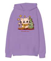 hapy new years ,merry christmas tree Lila Oversize Unisex Kapüşonlu Sweatshirt - Tisho