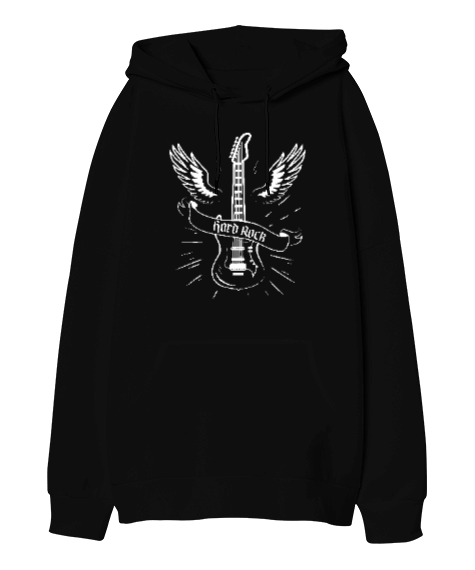 Tisho - Hard Rock Blauart Oversize Unisex Kapüşonlu Sweatshirt
