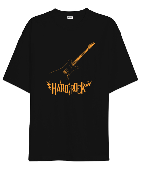 Tisho - Hard Rock - Gitar Siyah Oversize Unisex Tişört