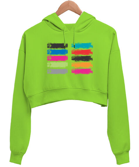 Tisho - harmony of colors Fıstık Yeşili Kadın Crop Hoodie Kapüşonlu Sweatshirt