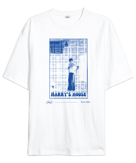 Tisho - Harry Styles Harrys House Albüm Beyaz Oversize Unisex Tişört