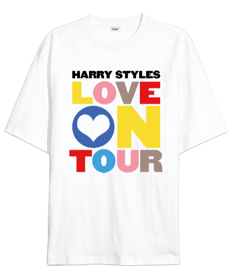 Tisho - Harry Styles Love on tour Harrys House Beyaz Oversize Unisex Tişört