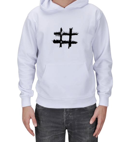 Tisho - Hashtag Baskılı Kapüşonlu Sweatshirt Erkek Kapşonlu