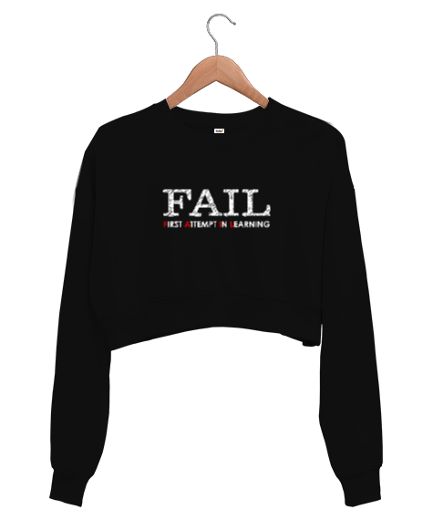 Tisho - Hata - Fail Siyah Kadın Crop Sweatshirt