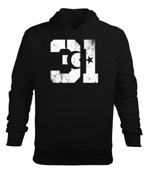 Tisho - Hatay 31 Tasarım Baskılı Siyah Erkek Kapüşonlu Hoodie Sweatshirt