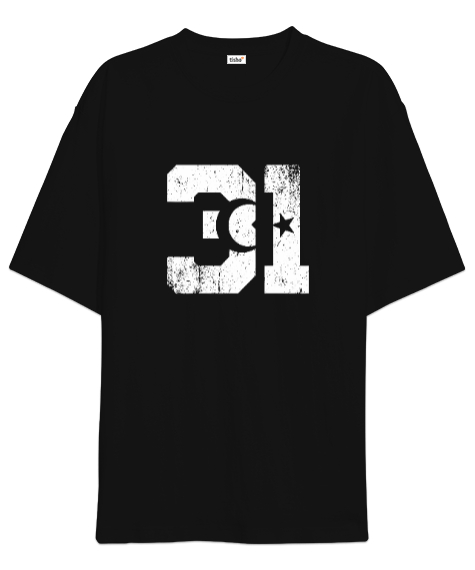 Tisho - Hatay 31 Tasarım Baskılı Siyah Oversize Unisex Tişört