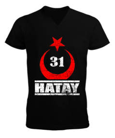 hatay, hatay şehir,Türkiye,Türkiye bayrağı. Erkek Kısa Kol V Yaka Tişört - Tisho