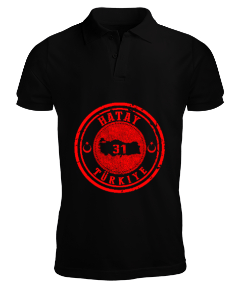 hatay, hatay şehir,Türkiye,Türkiye bayrağı. Siyah Erkek Kısa Kol Polo Yaka - Tisho