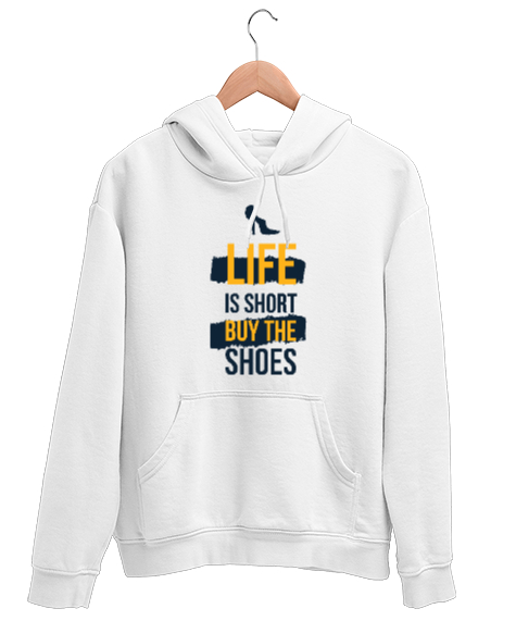 Tisho - Hayat Kısa Ayakkabı Al Beyaz Unisex Kapşonlu Sweatshirt