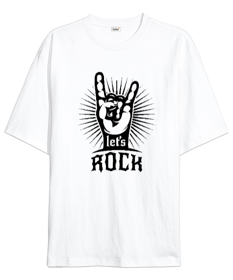 Tisho - Haydi Sallanalım - Lets Rock Beyaz Oversize Unisex Tişört