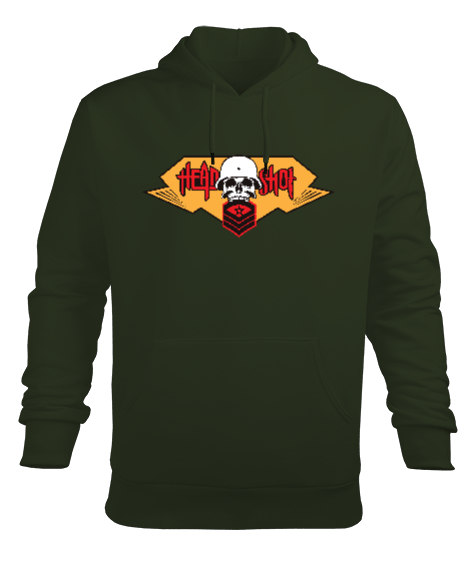 Tisho - Head Shot - Kafadan Vuruş Haki Yeşili Erkek Kapüşonlu Hoodie Sweatshirt