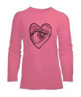 Heart And Eye - Kalp ve Göz Pembe Kadın Uzun Kol Tişört - Tisho
